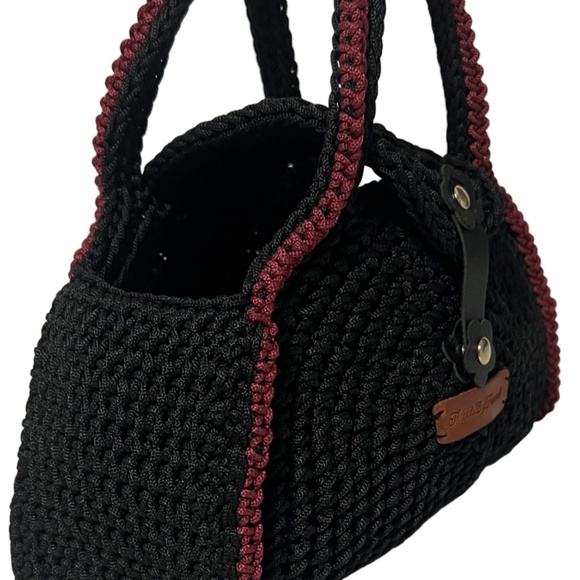 Handmade Black Half Moon Clutch Handbag - Picture 2 of 5